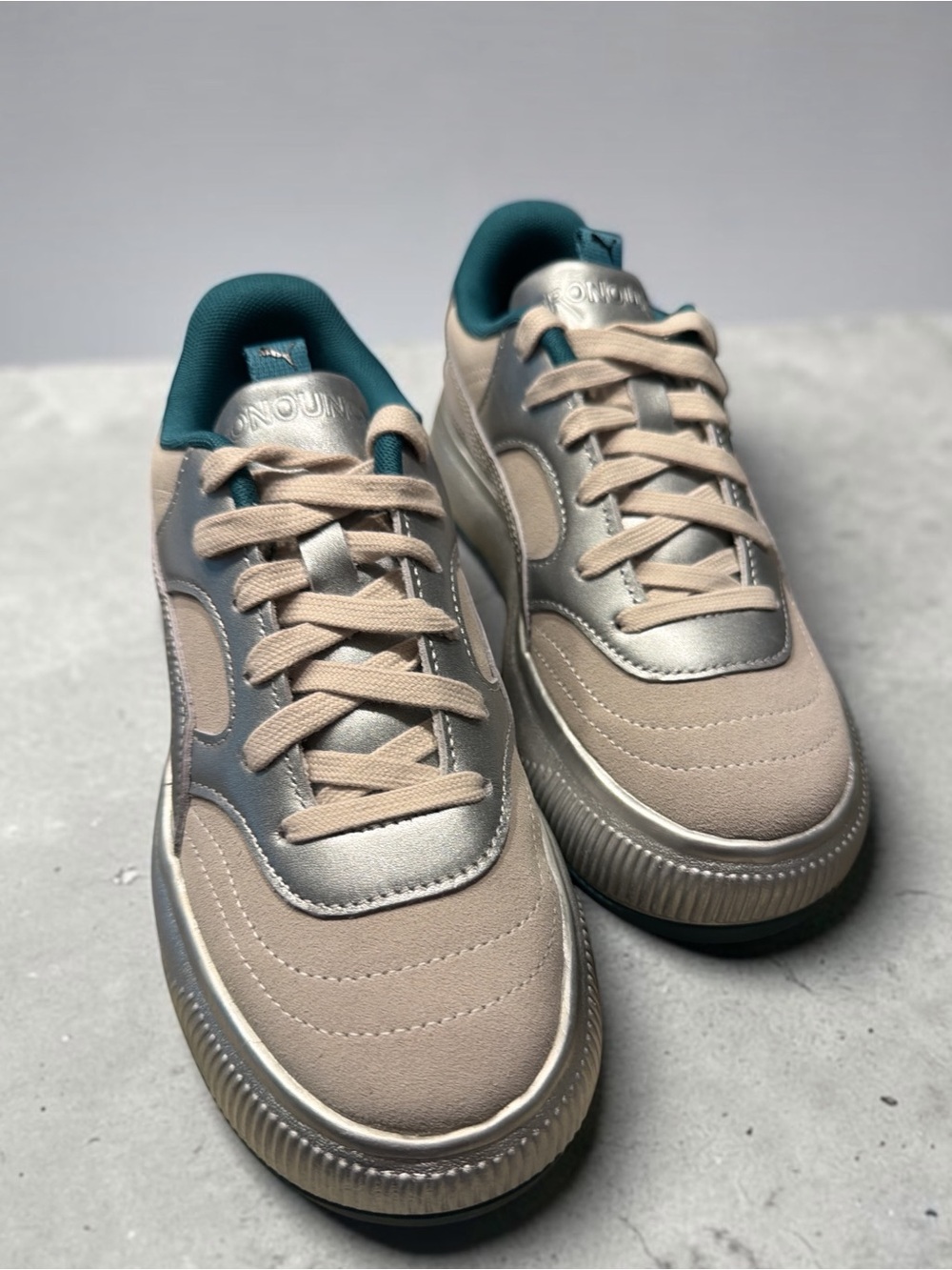 Puma Beige and Teal Women's Sneakers